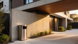 Slim Metal Trash Cans for Side Yards and Narrow Spaces