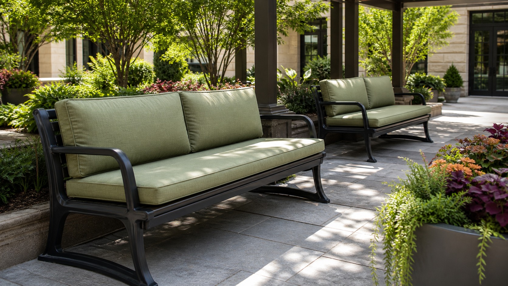 Top 10 Benches with Weatherproof Cushions and Fabrics outdoor bench featured image